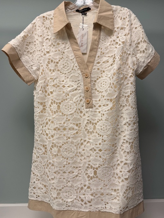 Stella & Dot Dresses & Skirts - Boutique Cream Shift Dress with Tan Trim NWT